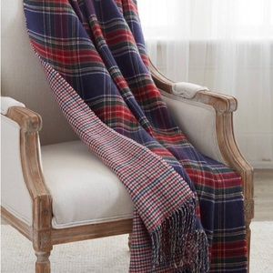 Biltmore Navy and Red Plaid Throw